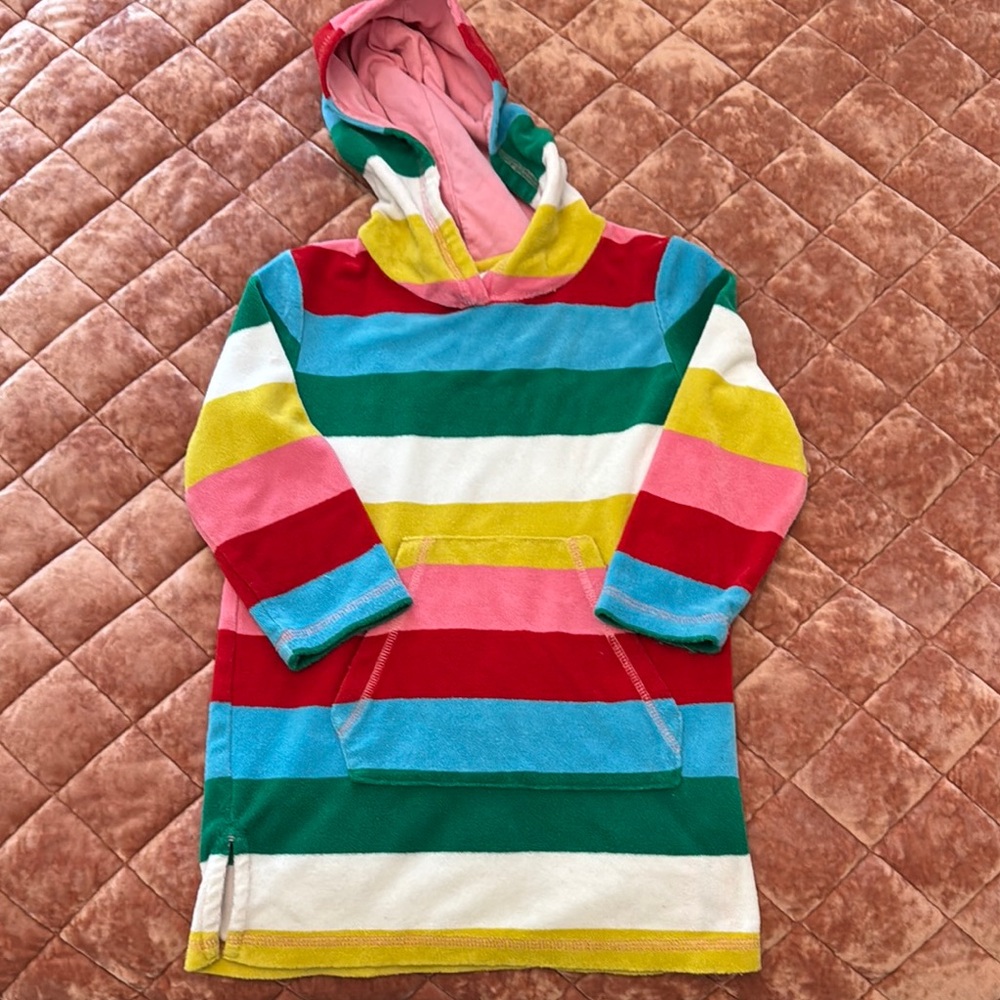 Mini Boden Red and Pink Striped Hoodie